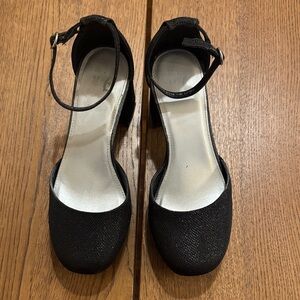 Mix No. 6 Glittery Black Ankle Strap Heels